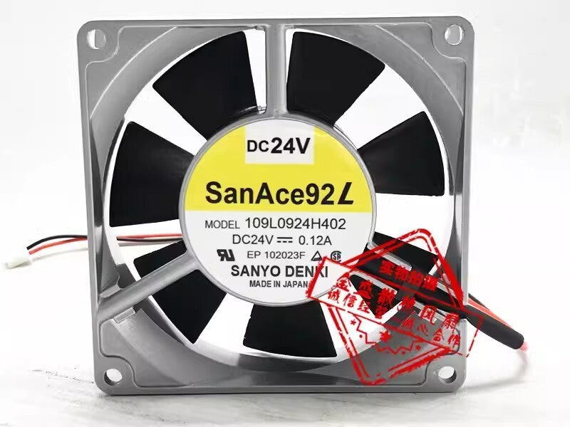 Sanyo 109L0924H402 DC24V 0.12A 9CM 2-Pin Aluminum Frame Inverter Cooling Fan