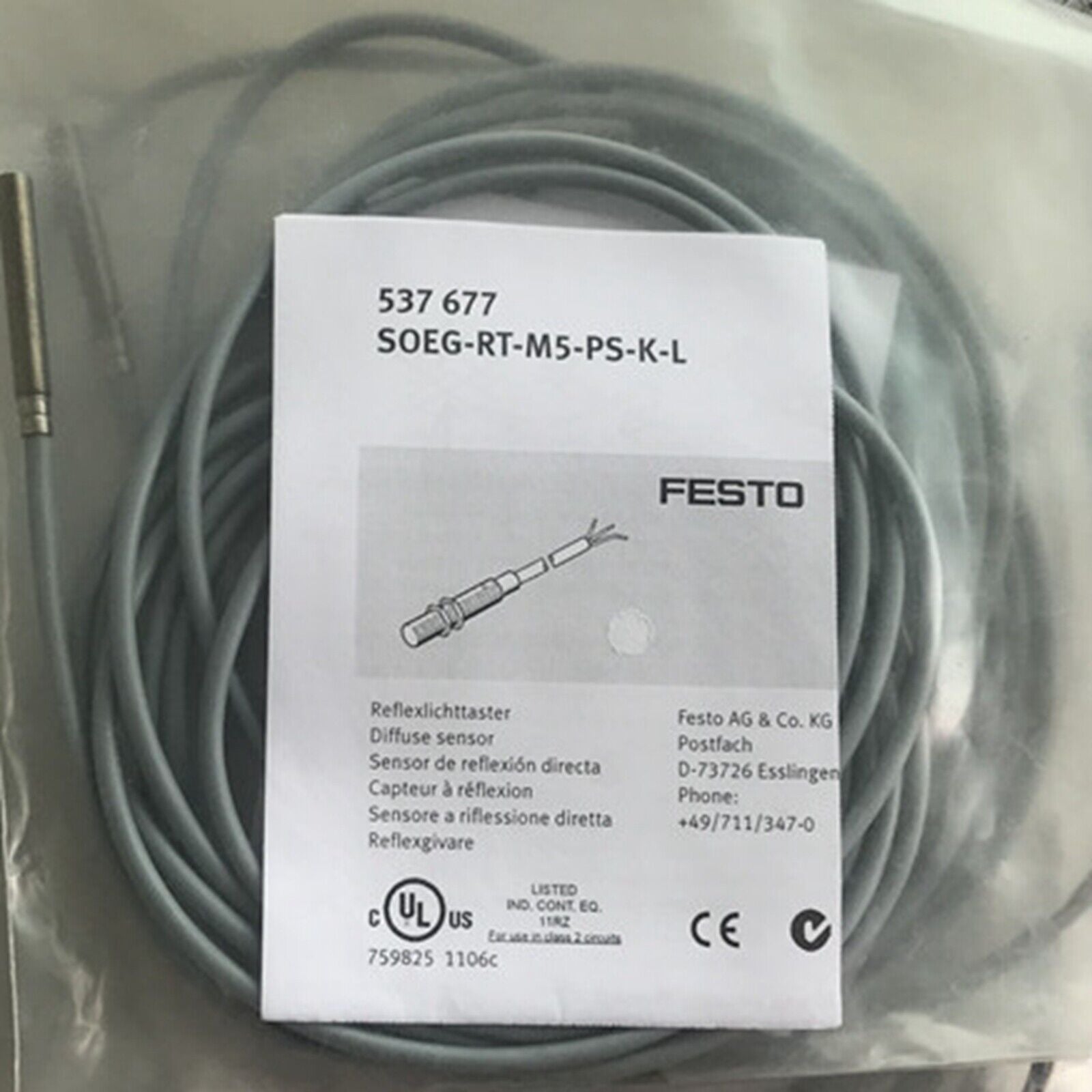 new FESTO SOEG-RT-M5-PS-K-L 537677 Proximity Sensor - FESTO