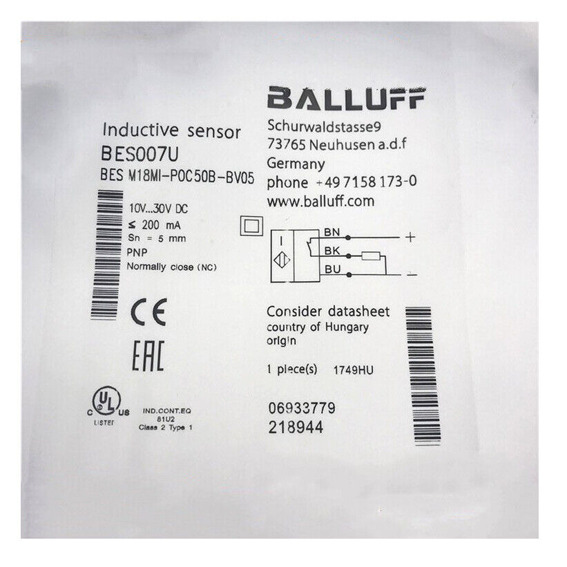 Balluff Bes M18mi-Poc50B-Bv05 Proximity Switch - BALLUFF