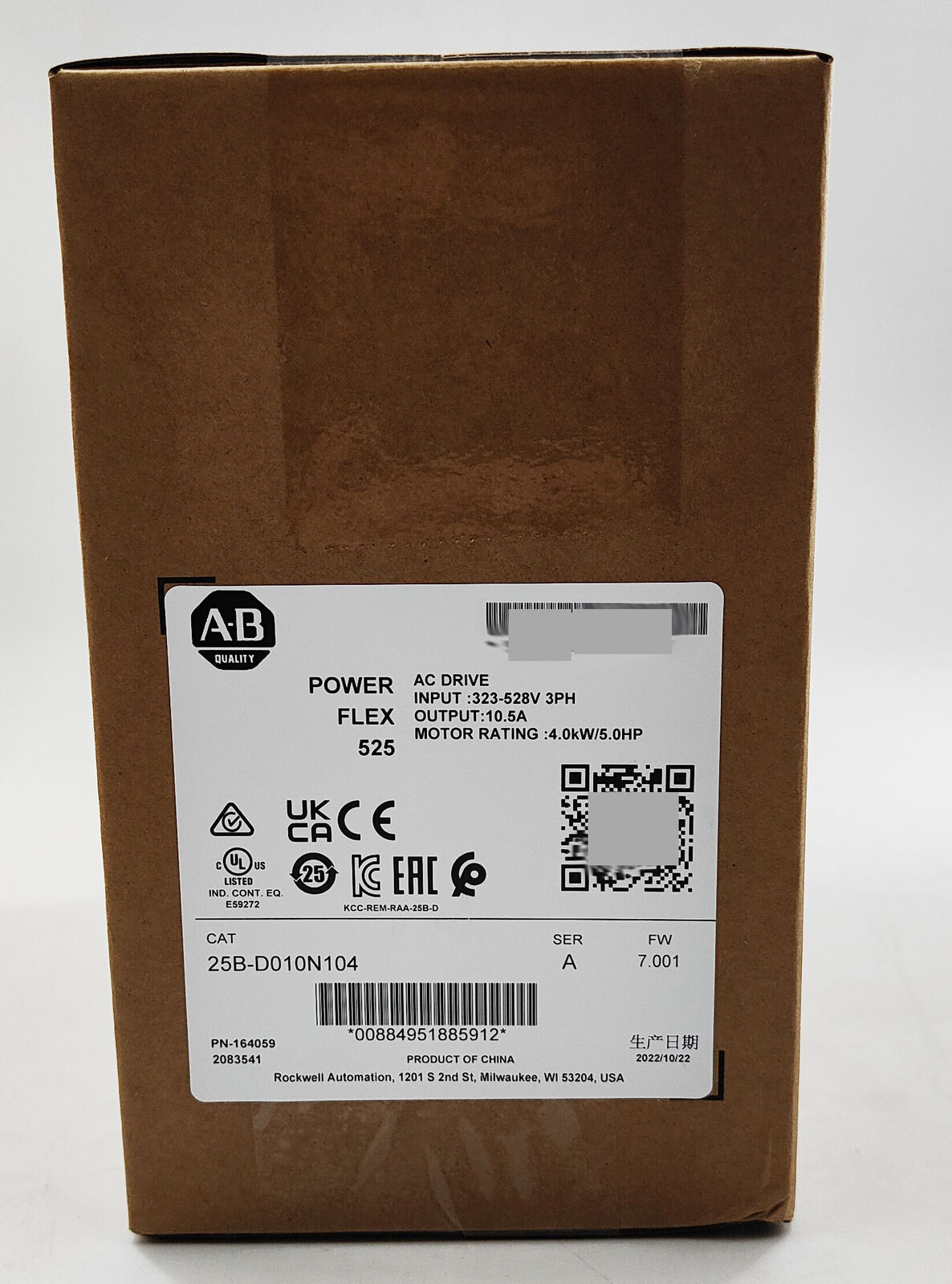 Allen Bradley 25B-D010N104 Powerflex 525 AC Drive - ALLEN BRADLEY