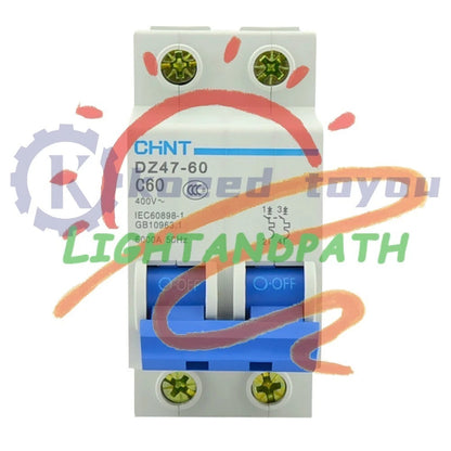DZ47-60 C60 AC230/400V 2P 60A Rated Current 2 Pole Miniature Circuit Breaker