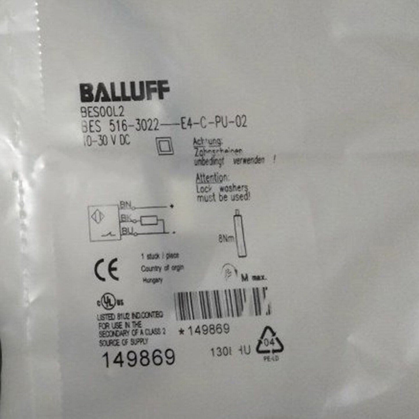 Balluff Proximity Switch BES 516-3022-E4-C-PU-02 Fast - BALLUFF