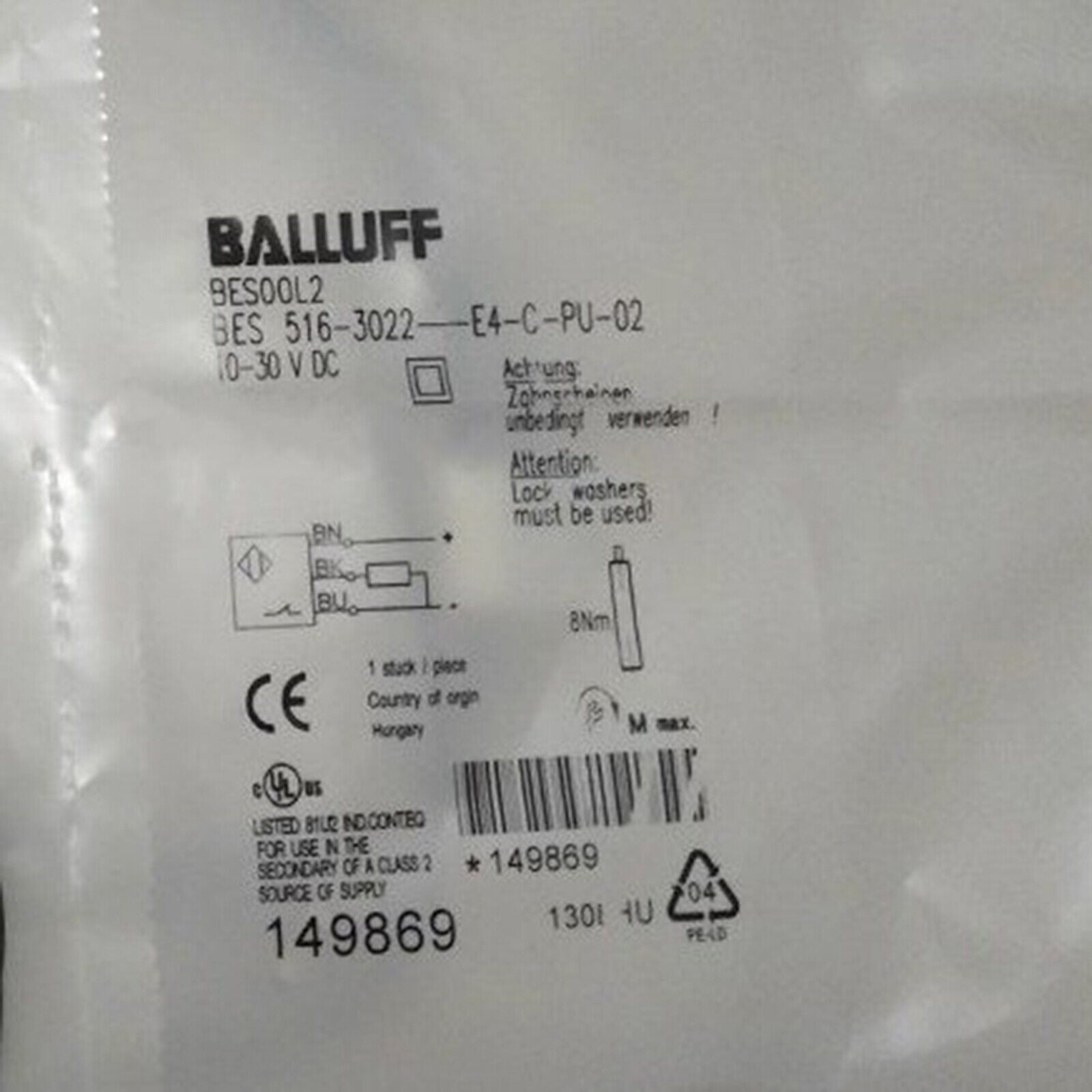 Balluff Proximity Switch BES 516-3022-E4-C-PU-02 Fast - BALLUFF