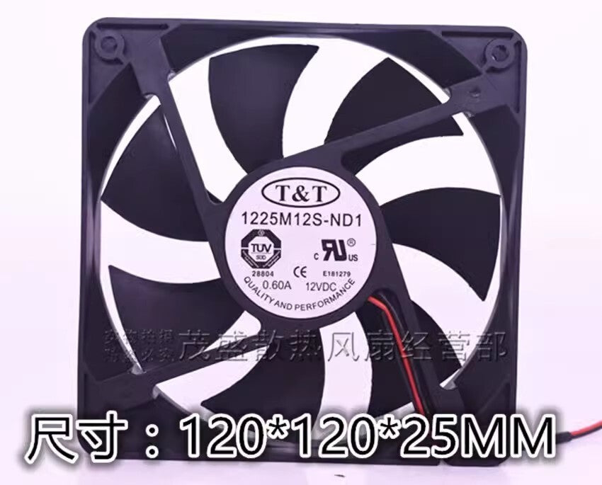T&T 1225M12S-ND1 12025 DC12V 0.6A 12CM 2-Wire Silent Cooling Fan