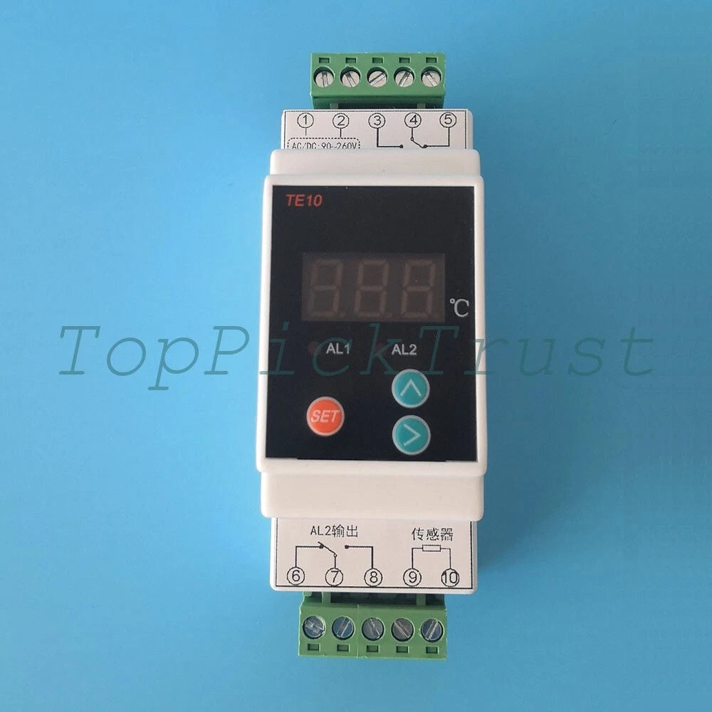 Din Rail Thermostat w/Sensor 2 Way Relay Output Temperature Controller AC90-260V