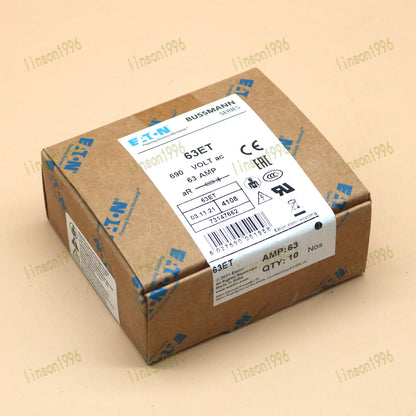 10-Piece Bussmann Eaton Fuse Box Set: BS88:4, 63ET, 63A, 690V - Fast Shipping - BUSSMANN