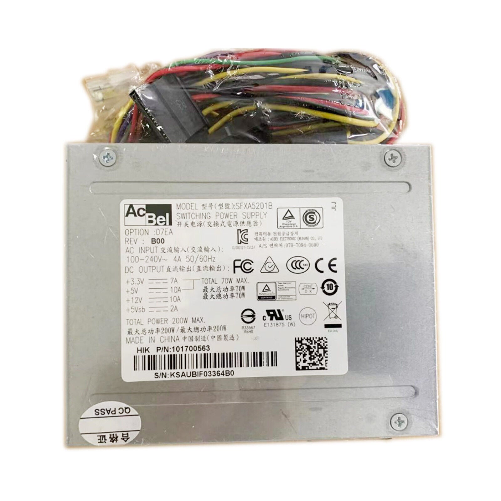 NEW Acbel SFXA5201B 200W Power Supply - 200W 160V 12.5A 100% Efficient Power Delivery - ACBEL