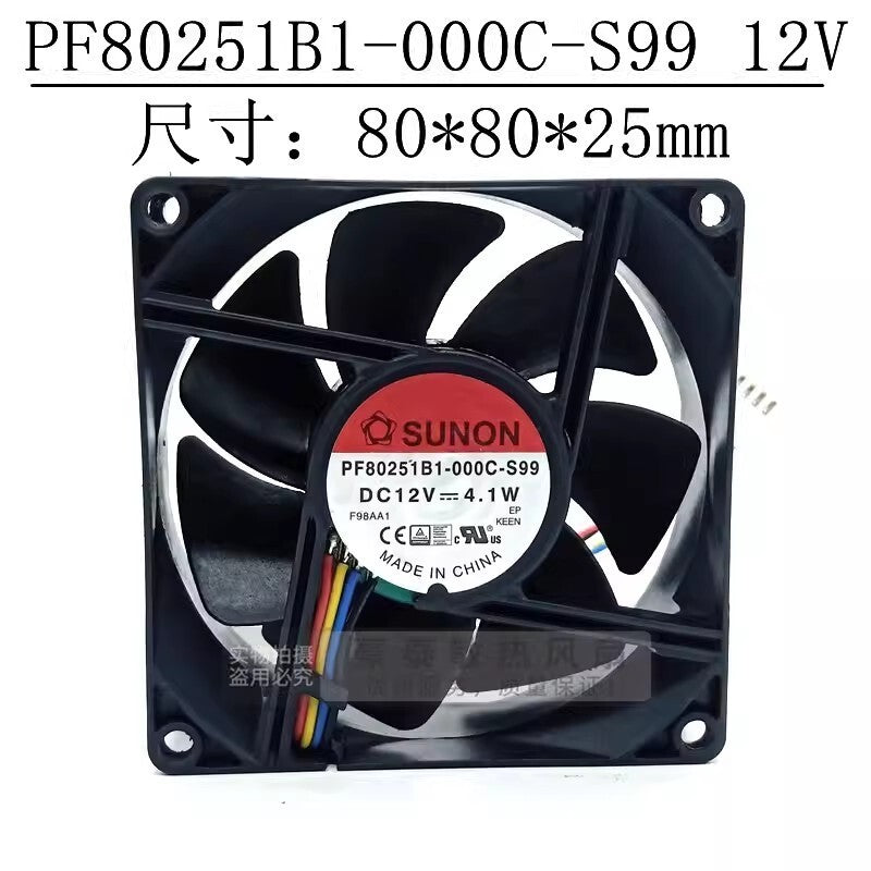 SUNON PF80251B1-000C-S99 DC12V 4.1W 8CM 4-Pin Silent Cooling Fan