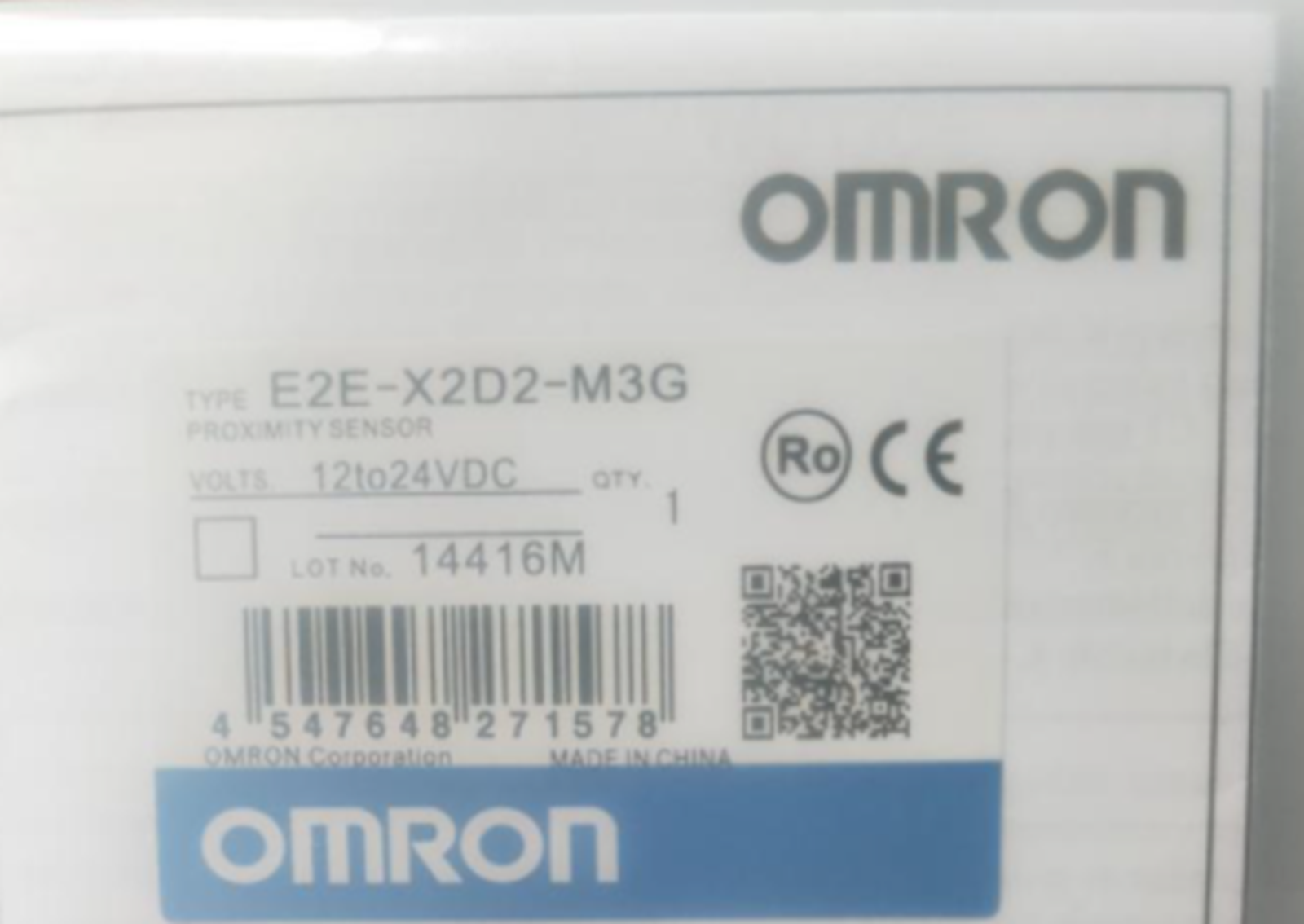 Omron E2E-X2D2-M3G Proximity Sensor - Distance: 10-180cm, Mode: Continuous, Sensitivity: High, Mounting: No Tools Needed, Interference: Low, Compatibility: Various - OMRON