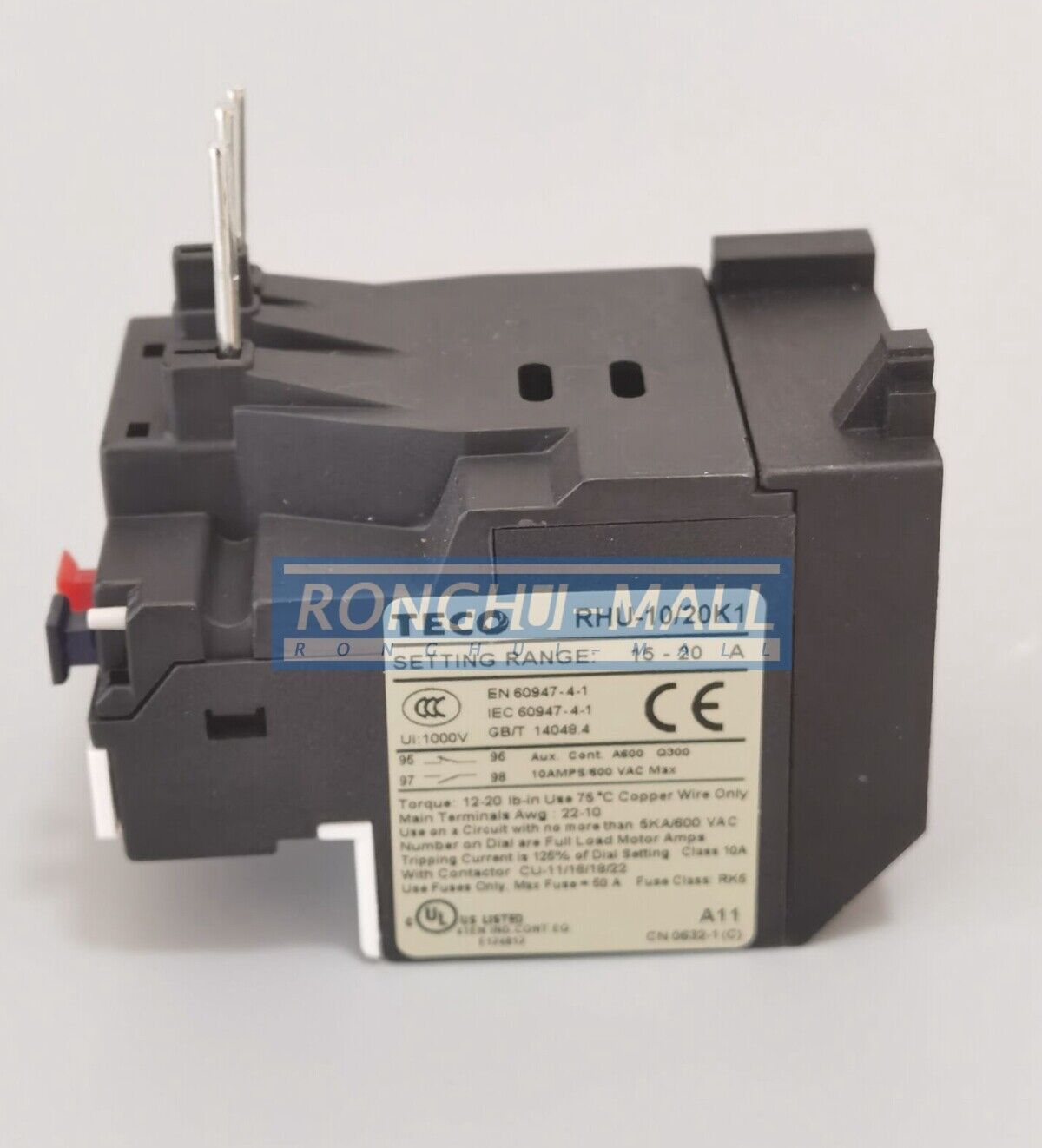 TECO THERMAL OVERLOAD PROTECTOR Relay RHU-10/20K1 15-20A - TECO