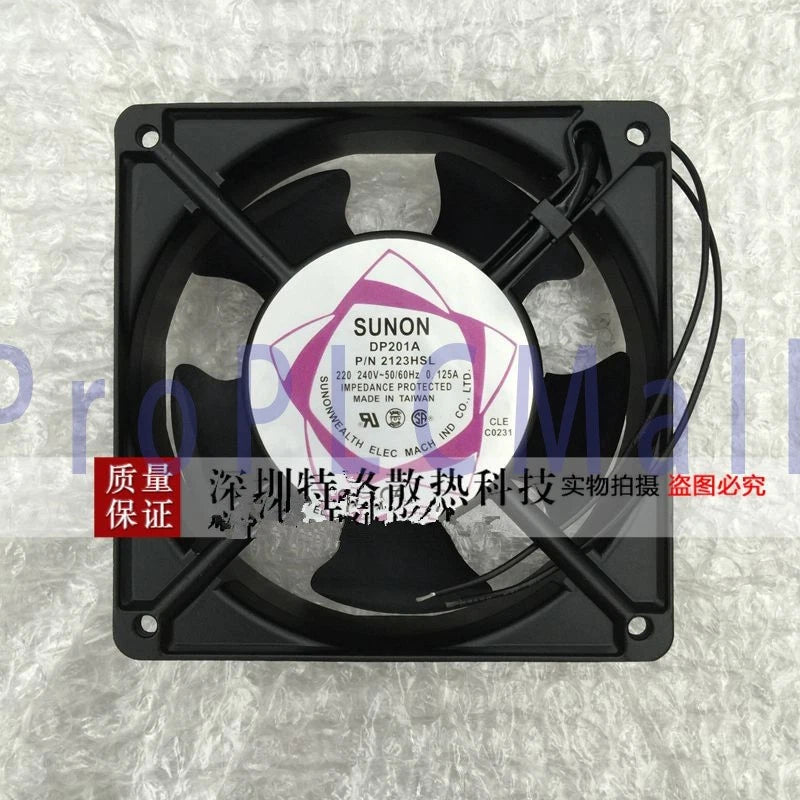 For SUNON Fan DP201A P/N 2123HSL AC 220/240V 12038 12CM 2 WIRE aluminum frame #F