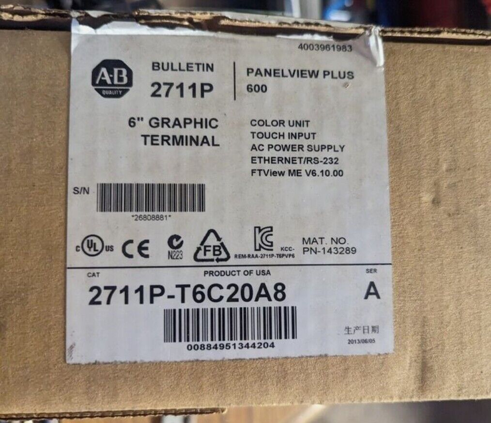 NEW Allen Bradley 2711P-T6C20A8 Unopened industrial automation controller with 2711P-T6C20A8 model, designed for high-performance industrial automation applications - ALLEN BRADLEY