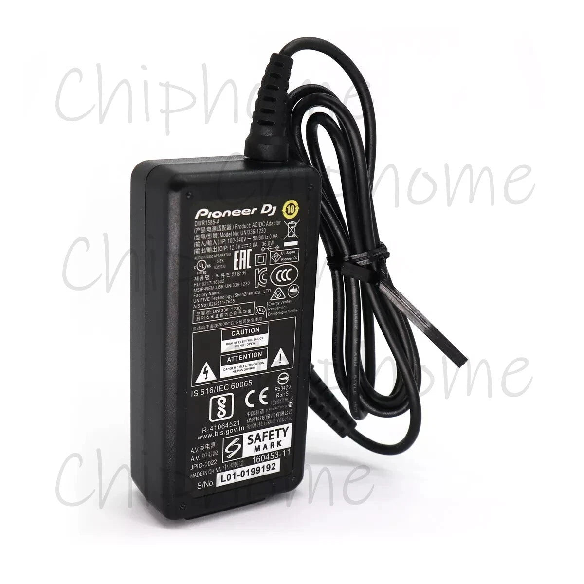 Pioneer DJ Controller DDJFLX10, DJC-TSP16, DWR1585, DWR1596 AC Adapter Charger