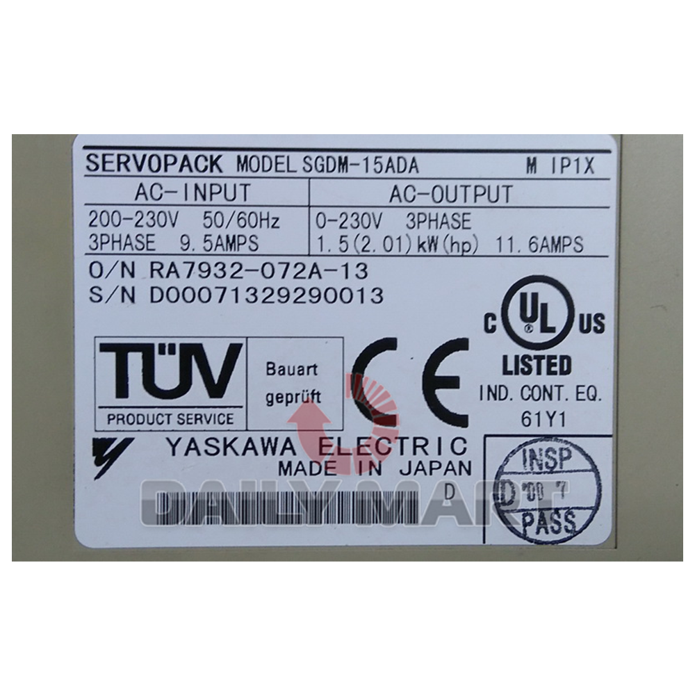 used & Tested YASKAWA SGDM-15ADA Servo Amplifier - YASKAWA
