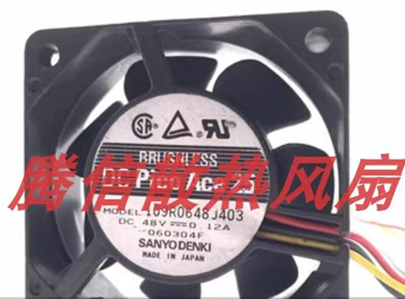 Sanyo 109R0648J403 6025 DC48V 0.12A 6CM 3-Wire Dual Ball Cooling Fan