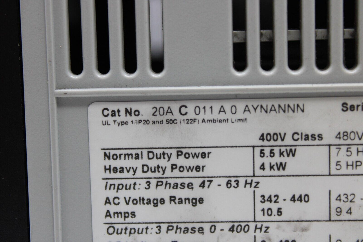 used Allen Bradley 20AC011A0AYNANNN PowerFlex 70 - ALLEN BRADLEY