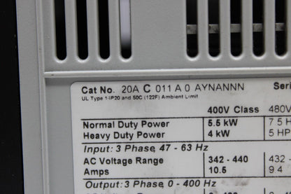 used Allen Bradley 20AC011A0AYNANNN PowerFlex 70 - ALLEN BRADLEY