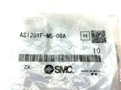 SMC AS1201F-M5-06A One-Touch Flow Control Valve Fitting 6mm OD Tube PKG OF 10