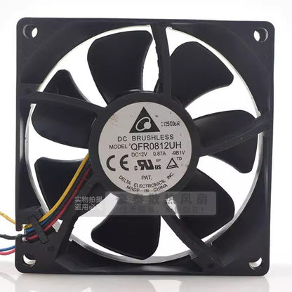 Delta QFR0812UH 8025 DC12V 0.87A 8CM 4-Wire PWM Dual Ball Cooling Fan