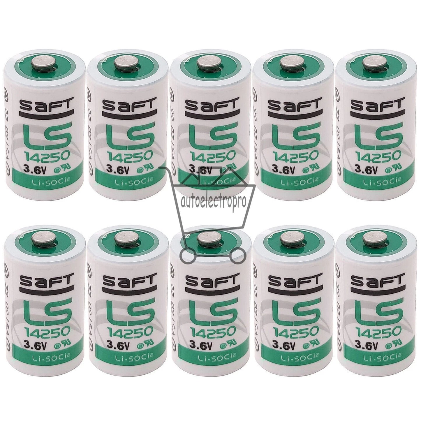 10Pcs For SAFT LS14250 LS 14250 C 1/2 AA 3.6v battery 1200mAh High Capacity