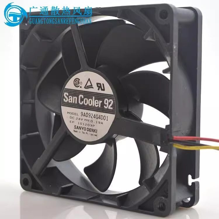 Sanyo 9A0924G4D01 9025 DC24V 0.19A 9CM 3-Wire Inverter Cooling Fan