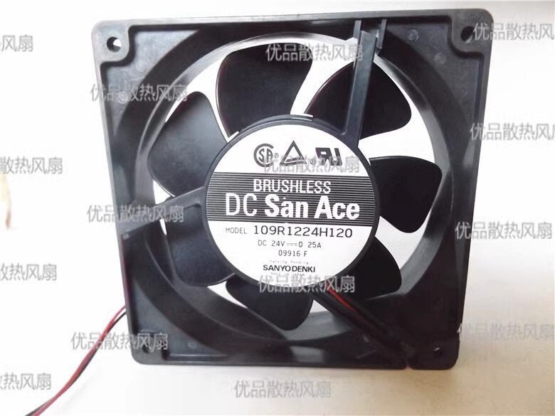 Sanyo 109R1224H120 DC24V 0.25A 120*120*38MM 2-Wire Ball Inverter Cooling Fan