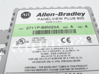 Allen Bradley 2711P-B6M20A HMI Series A Display Panel - ALLEN BRADLEY