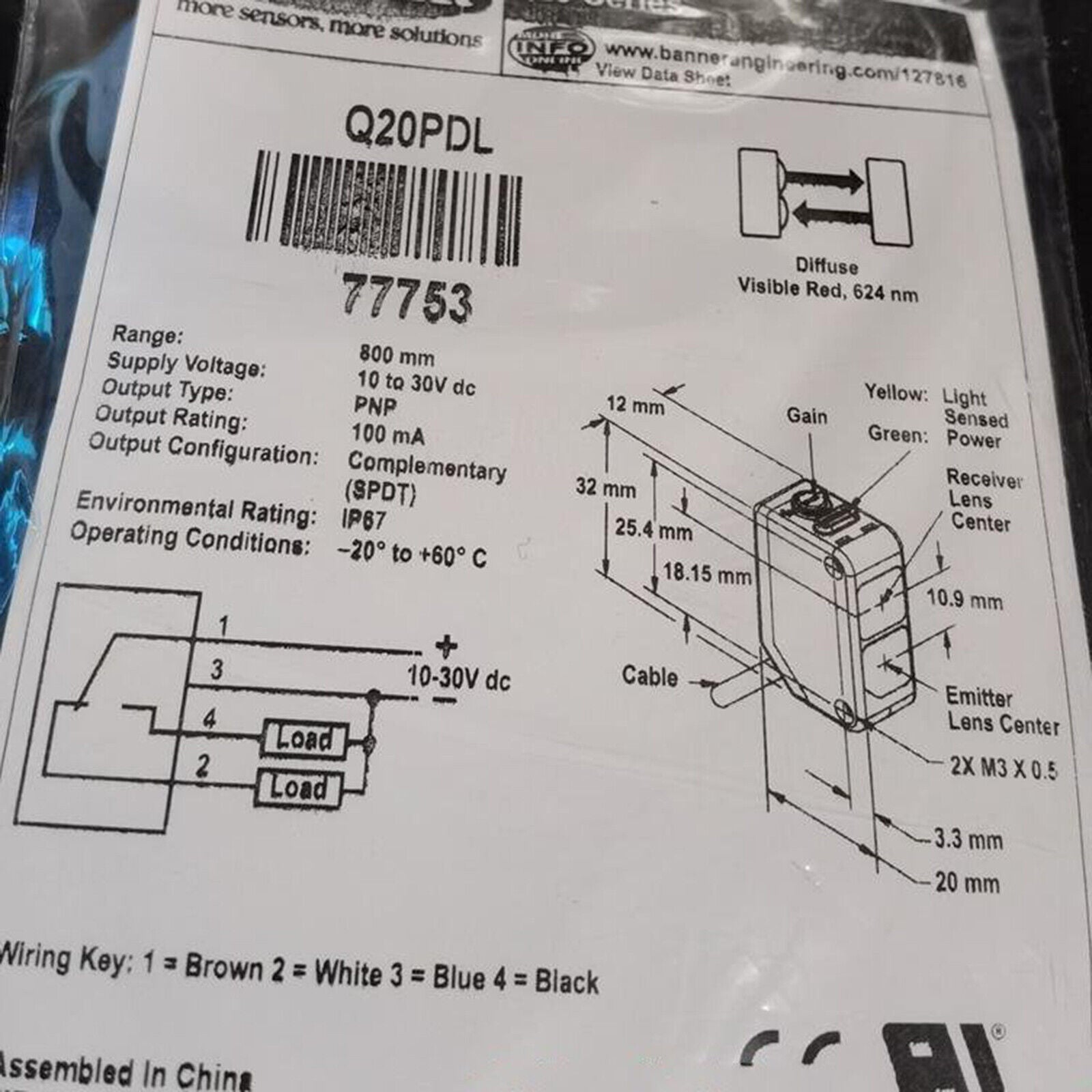 new 1PC  BANNER photoelectric switch sensor Q20PDL fast Ship