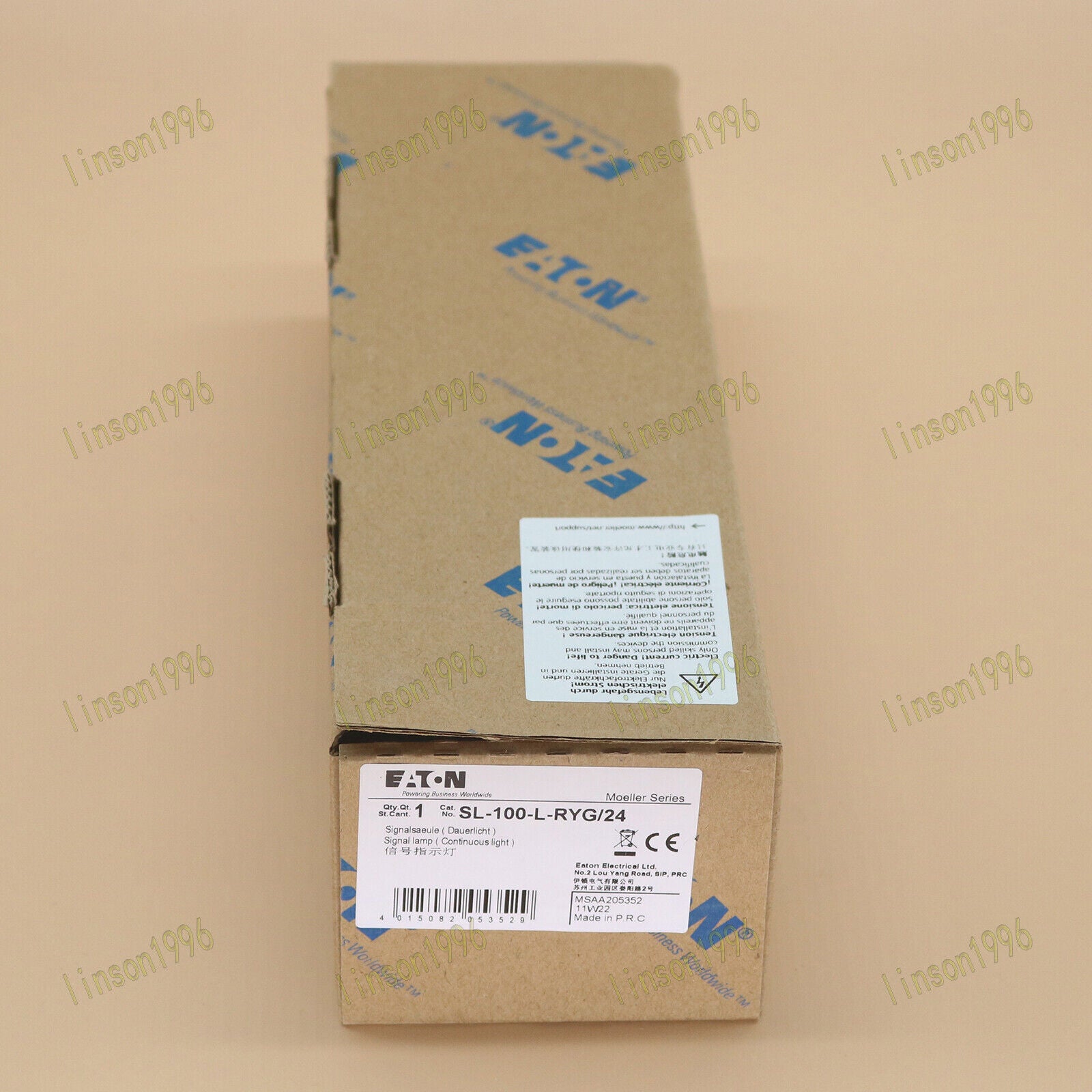 Signal Tower 1-Year Warranty Tower Box, Eaton MOELLER SL-100-L-RYG/24 - EATON MOELLER