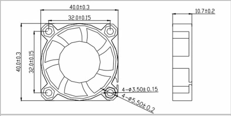 12V 0.06A 4CM 2-Wire Silent Cooling Fan - AVC