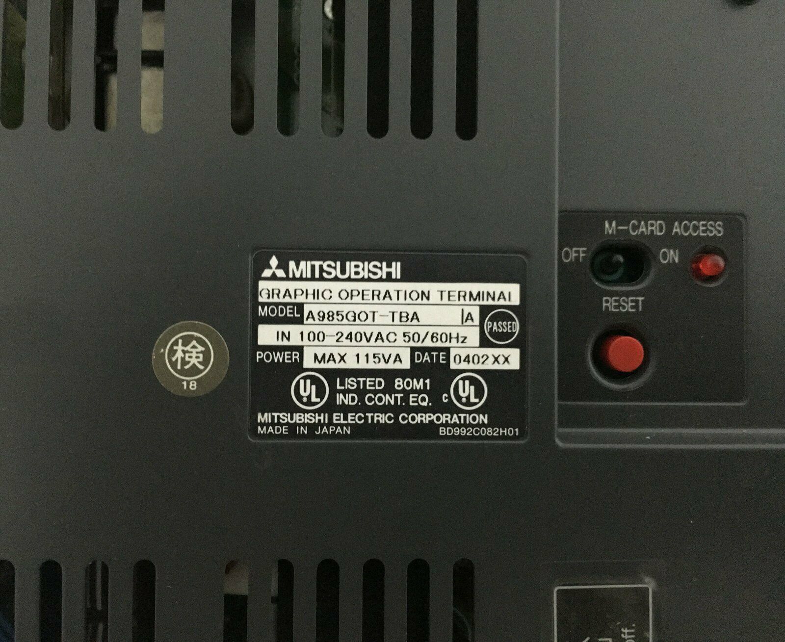 used ONE Mitsubishi A985GOT-TBA touch screen, tested quality assurance - MITSUBISHI