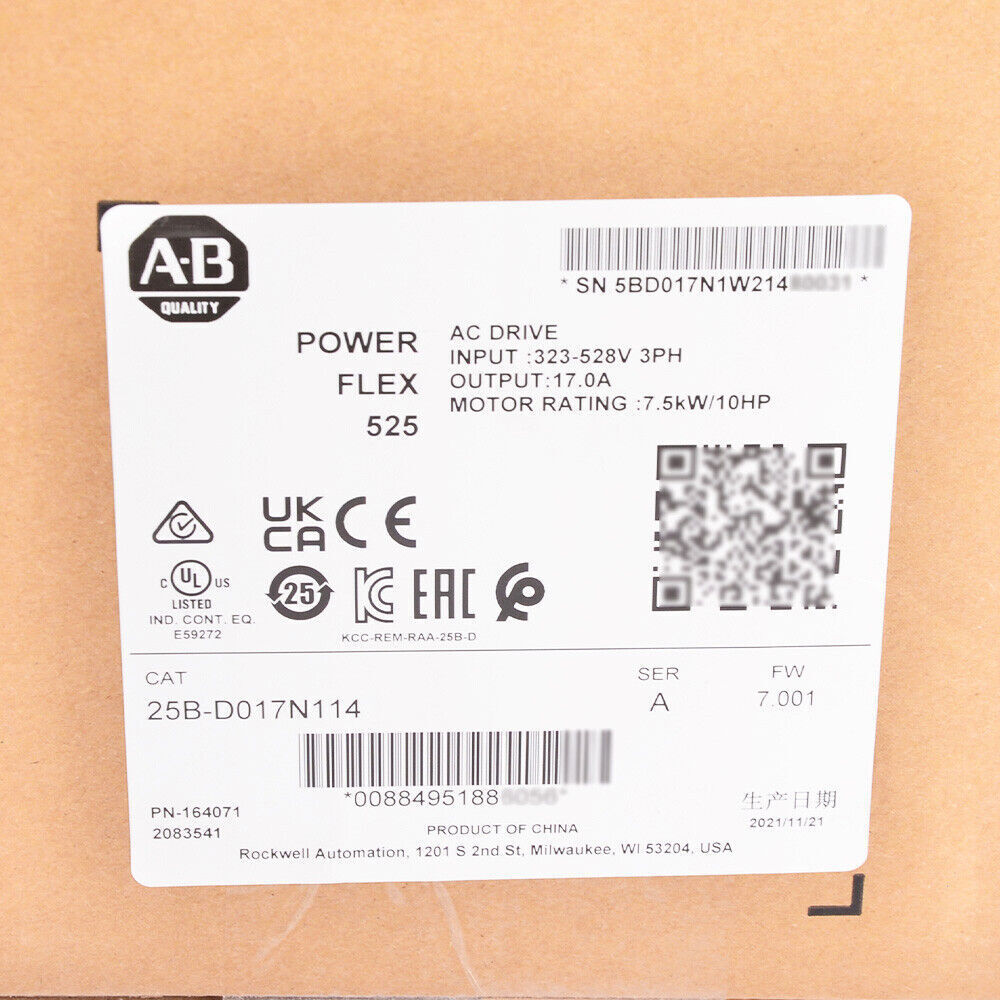 Allen Bradley PowerFlex 525 7.5kW 10Hp AC Drive US Stock Model 25B-D017N114 - ALLEN BRADLEY