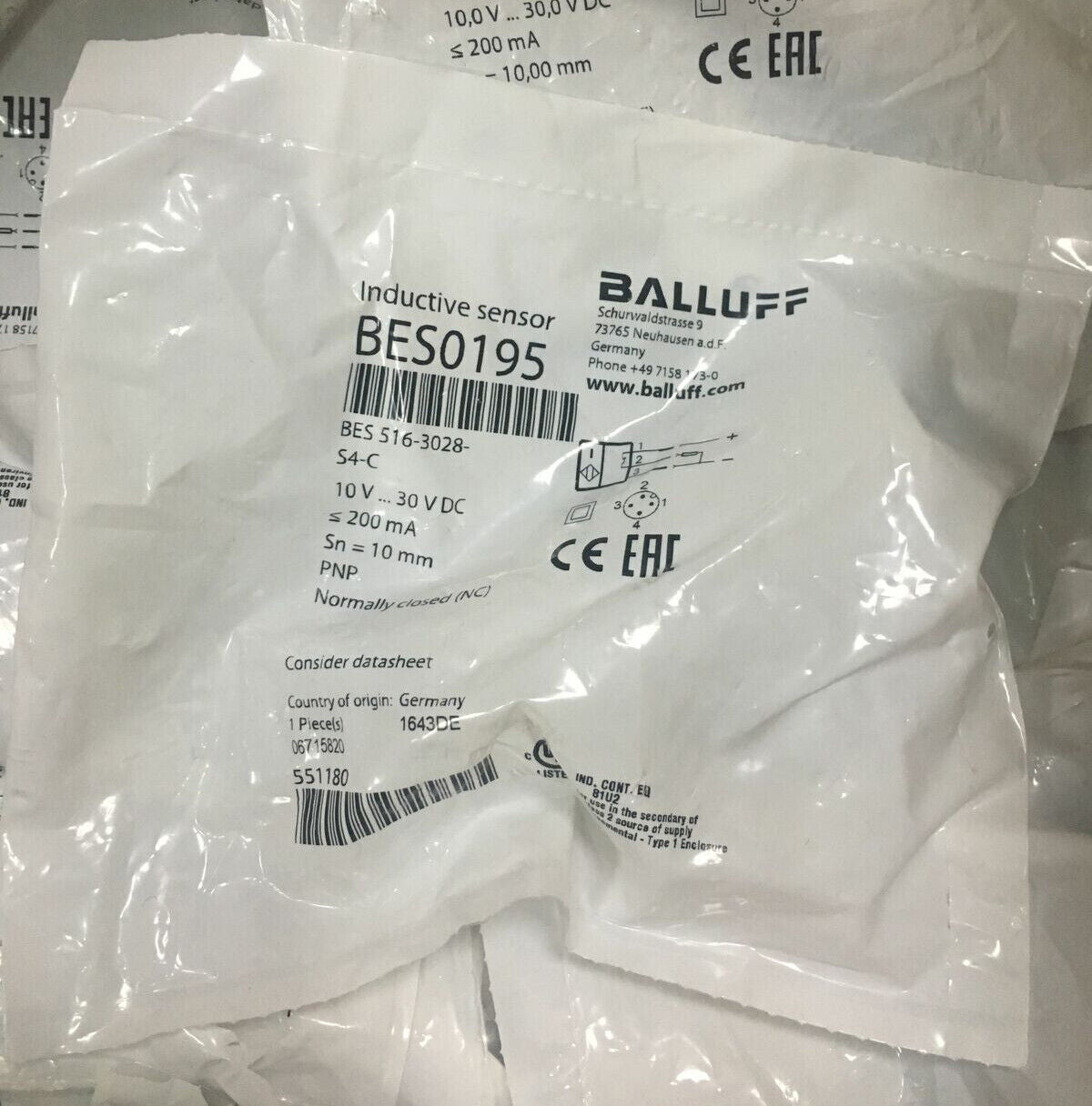 ONE BALLUFF BES 516-3028-S4-C PROXIMITY SENSOR - BALLOFF