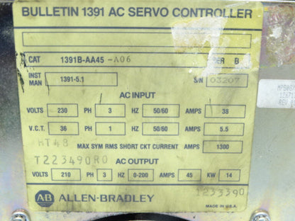 Allen Bradley 1391B-AA45-A06 Servo Drive - ALLEN BRADLEY