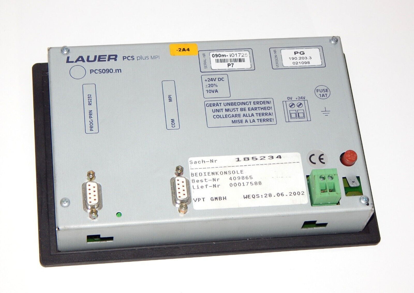 Used Control Panel Operator Console LAUER PCS Plus MPI PCS090.m PG 190.203.3 021098 - Reliable Enterprise Control System - LAEGER