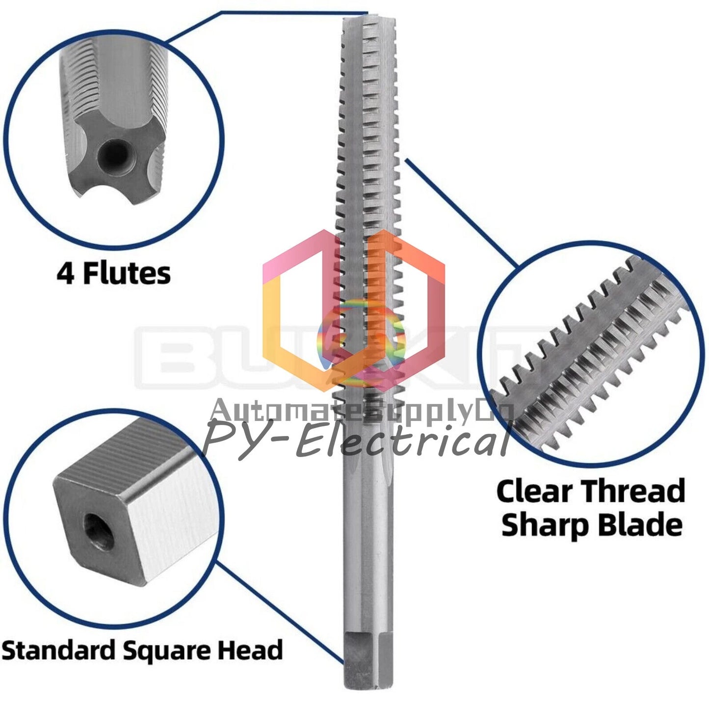 ACME 3/8"-8 Trapezoidal Tap Right Hand, HSS 3/8 x 8 Trapezoidal Thread Tap