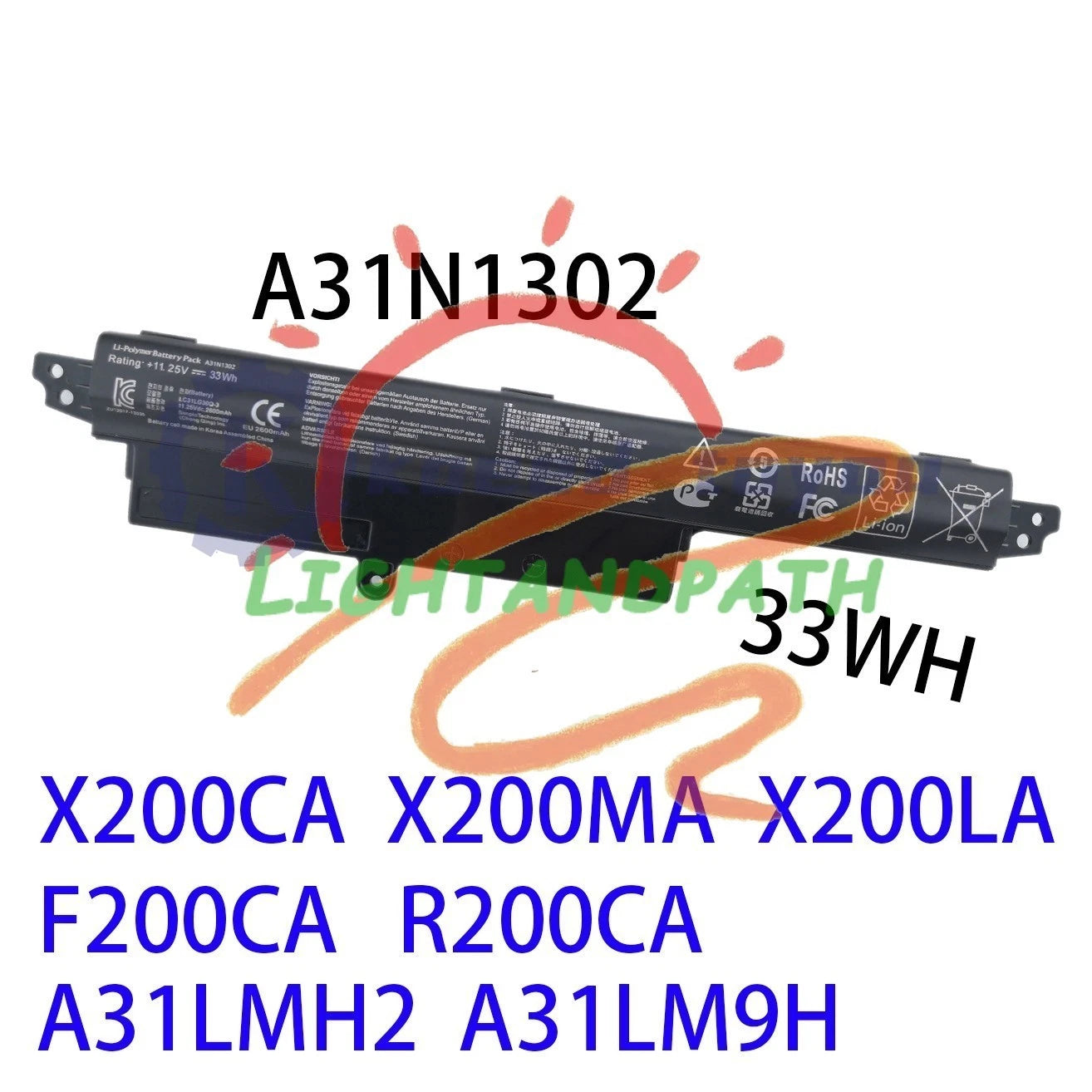 A31N1302 Battery for Asus VivoBook X200CA X200MA R202CA F200MA R202CA