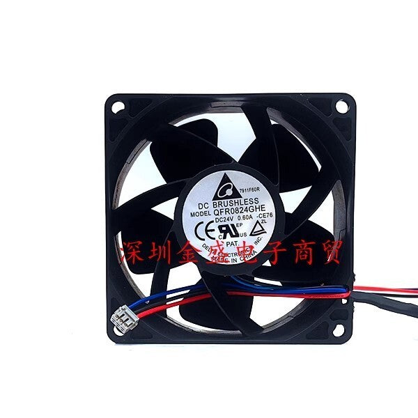 Delta QFR0824GHE-CE76 8038 DC24V 0.6A 80*80*38MM 3-Pin Inverter Cooling Fan