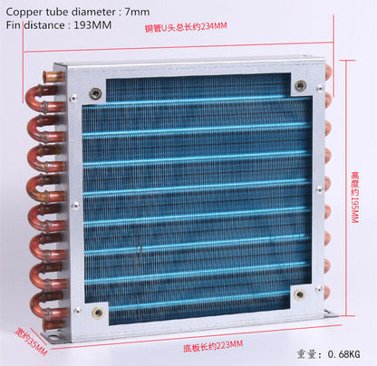 new Refrigerator condenser 7mm copper tube aluminum fin 2*9*193 with 220V 150MM fan - KOEED