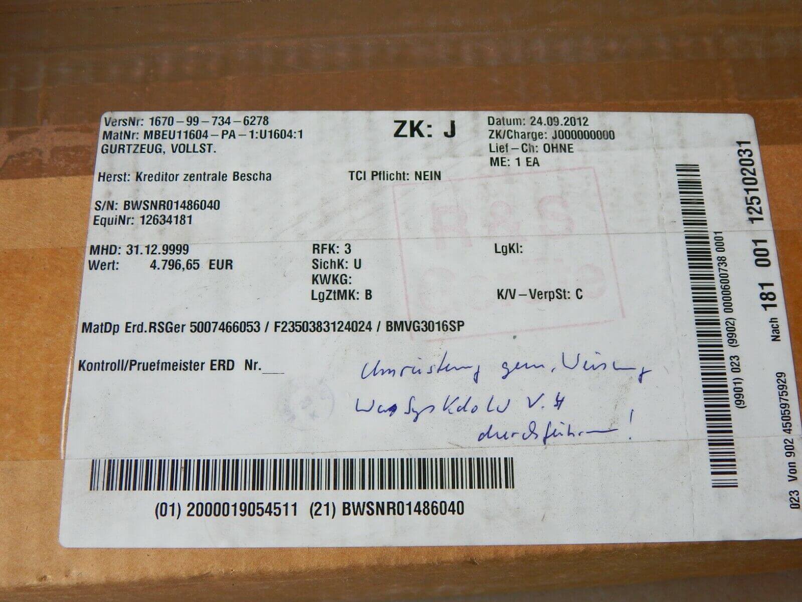 new Martin Baker Parachute Harness TYPE B MK Aircraft Belt Pilot Ejection Seat NOS ! - MARTIN BAKER