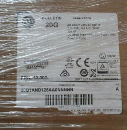 AB 20G1AND125AA0NNNNN PowerFlex Air Cooled 755 AC Drive Brand New - BRAND NEW