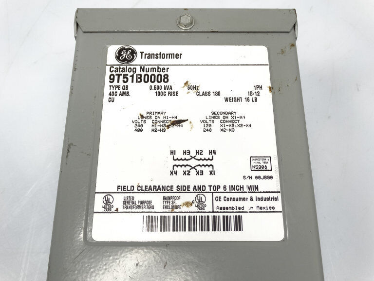 General Electric 9T-51B-0008 Transformer with 51 kVA 60 Hz Capacity - GENERAL ELECTRIC