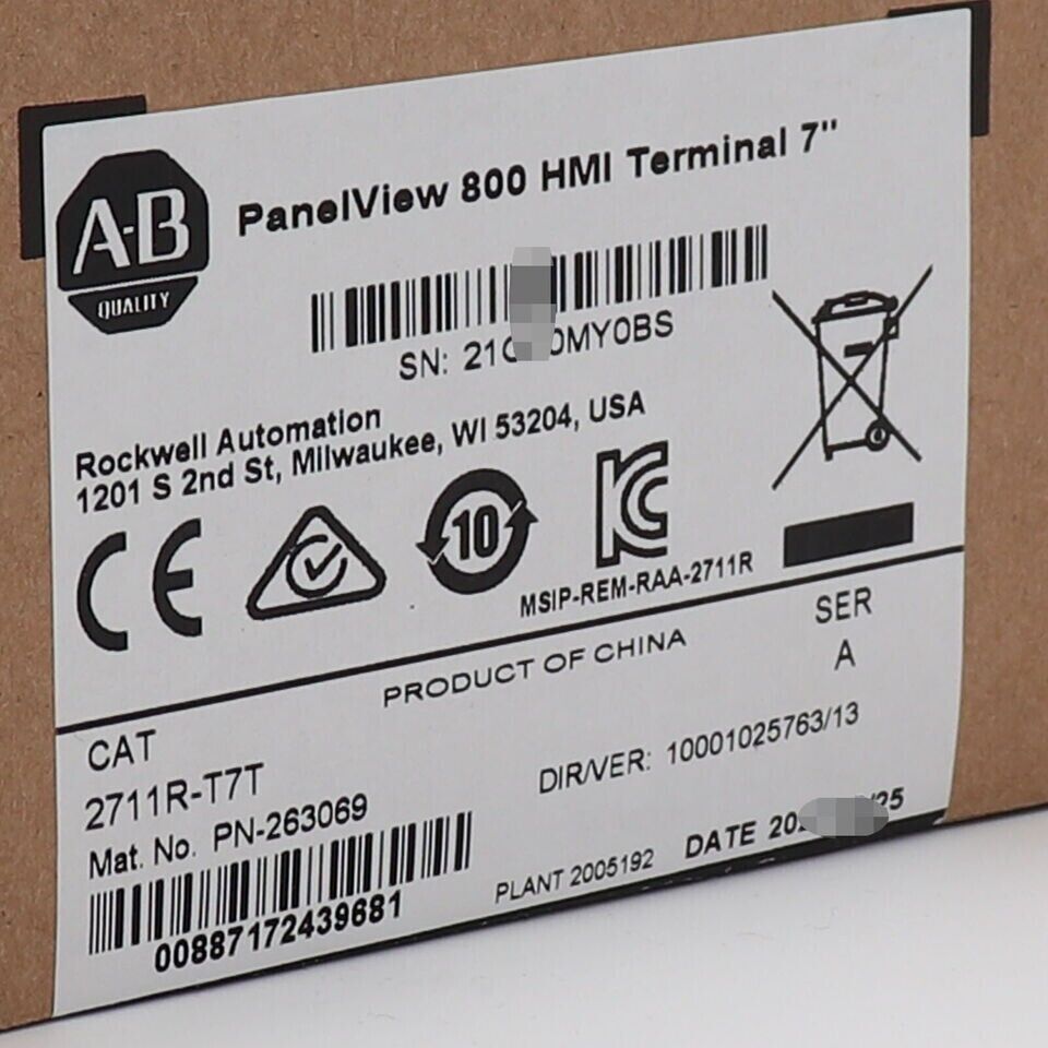 PANELVIEW 7-inch HMI Terminal AB 2711R-T7T Factory Sealed - PANELVIEW