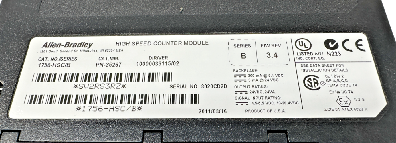 used Allen-Bradley 1756-HSC High Speed Counter Module