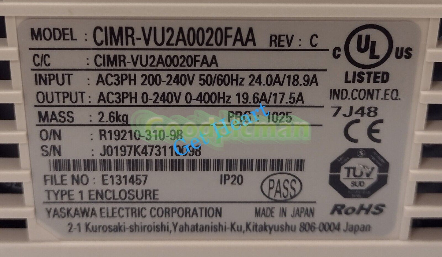 CIMR-VU2A0020FAA Yaskawa AC Driver CIMRVU2A0020FAA or UPS