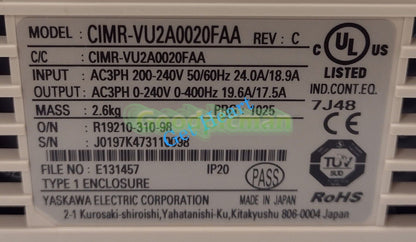 CIMR-VU2A0020FAA Yaskawa AC Driver CIMRVU2A0020FAA or UPS