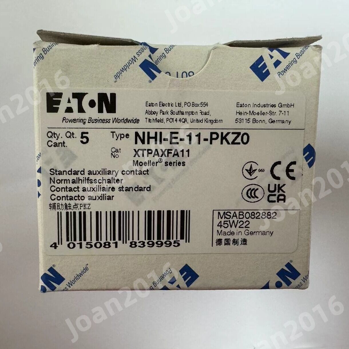 new 5pcs EATON NHI-E-11-PKZ0 Auxiliary contacts - EATON