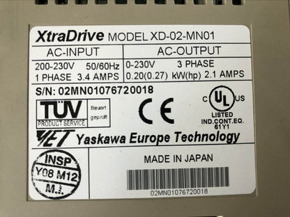 1PC YASKAWA XD02MN01 AC Servo Drive - YASKAWA