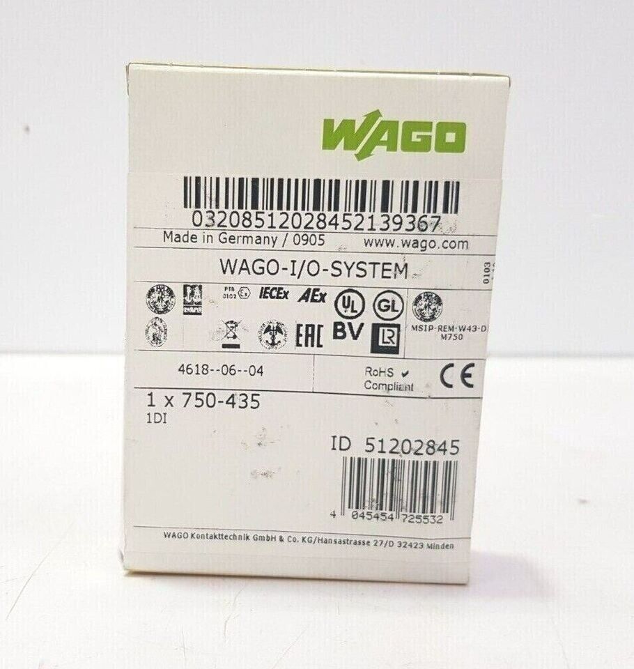 New in Box WAGO 750-435 1-Channel Digital Input PLC Module 750435 WAGO