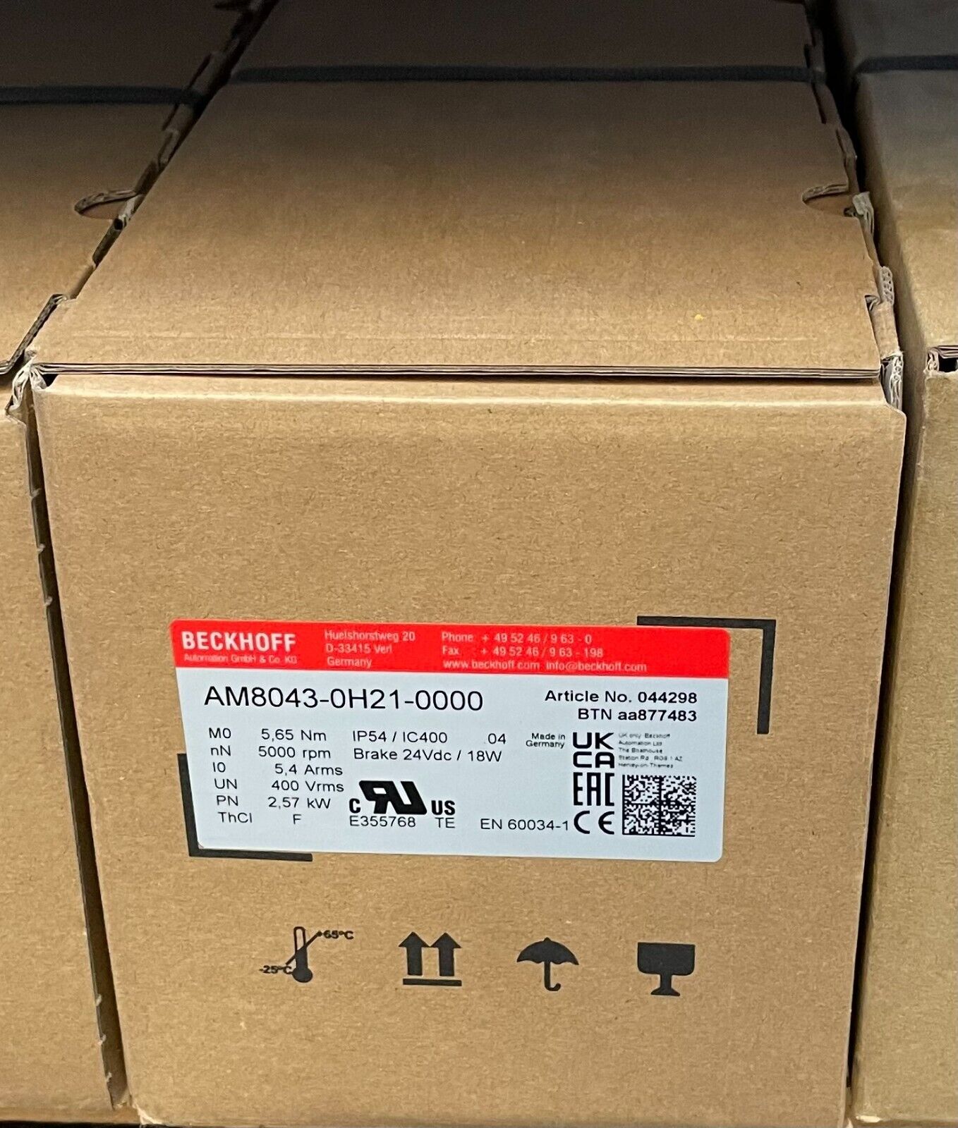 Beckhoff AM8043-0H21-0000 - High-Power Motor Controller, 200A, 48V, 50Hz - BECKHOFF